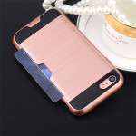 Wholesale iPhone 8 Plus / 7 Plus Credit Card Slot Armor Hybrid Case (Black)